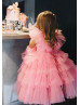 Hot Pink Tulle Tiered Flower Girl Dress